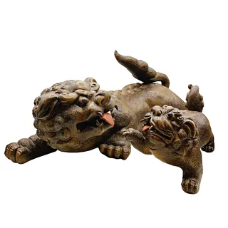 【藏古祥館】雙獅獻瑞紫砂擺飾  大+小(紫砂)