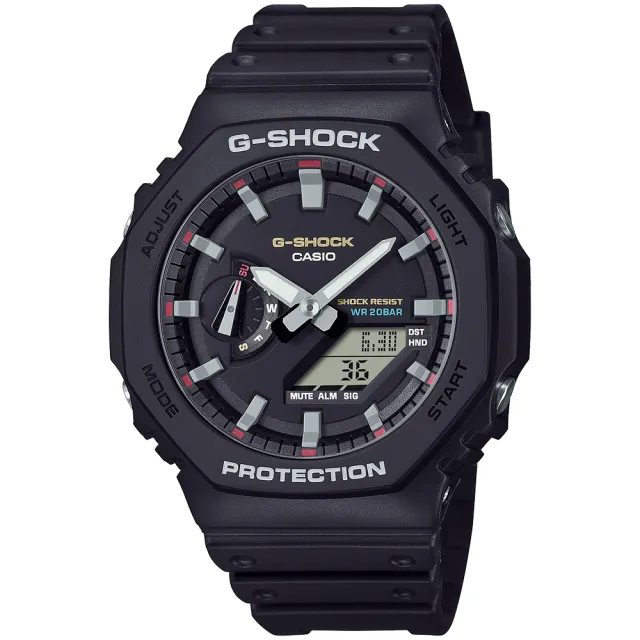 【CASIO 卡西歐】G-SHOCK 八角防護雙顯手錶 雙11 送禮(GA-2100RL-1A)
