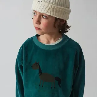 【weekend house kids】Horse有機棉絨毛長袖上衣(綠色)