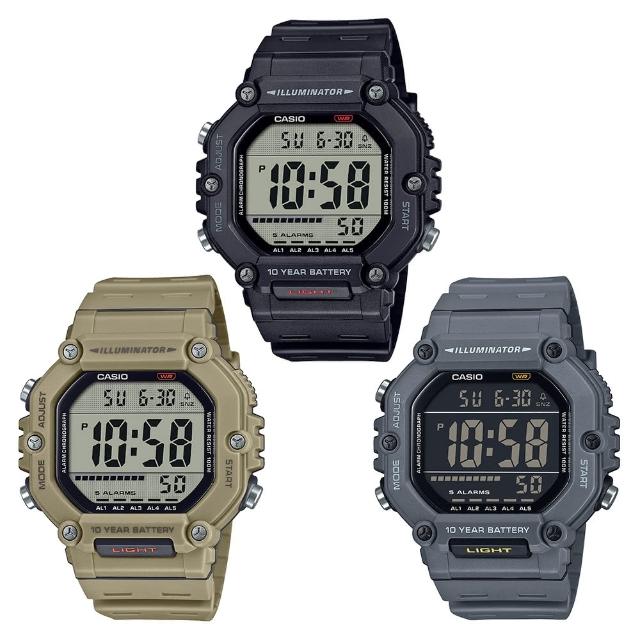 【CASIO 卡西歐】10年電力兩地時間電子錶-3款可選 雙11 送禮(AE-1600H-1A/AE-1600H-5A/AE-1600H-8B)