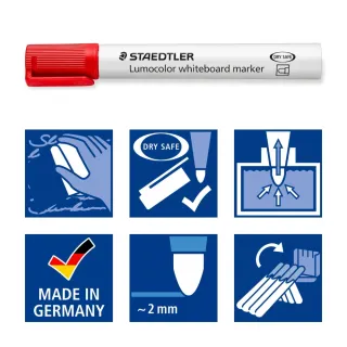 【STAEDTLER 施德樓】施德樓 防乾白板筆-圓頭 MS351