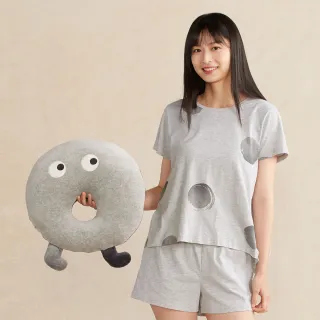 【YVONNE 以旺傢飾】睛睛圓形抱枕-迷霧灰