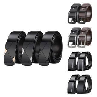 【YUNMI】男仕極簡免鑽孔自動扣皮帶 PU皮革男用皮帶 針扣式皮帶 可調節長度(交換禮物/生日禮物/情人節禮物)