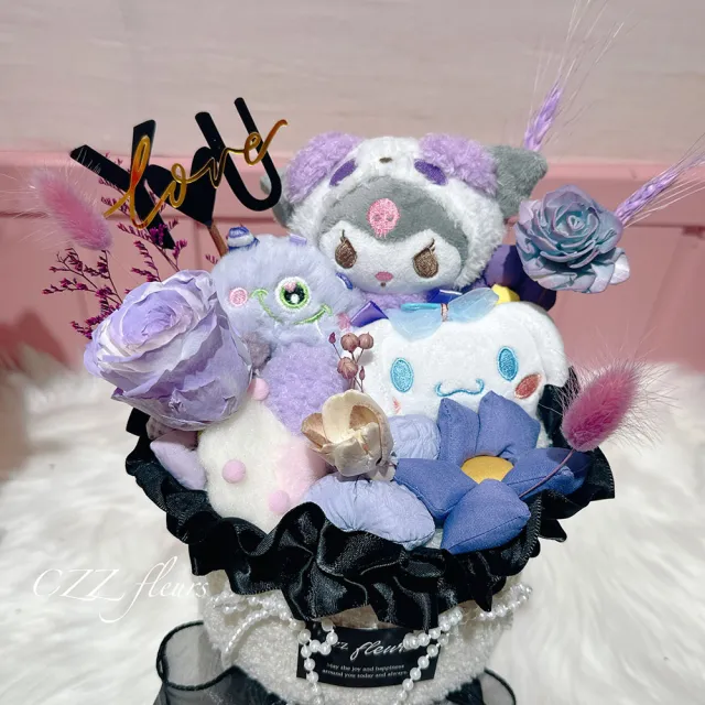 【喜滋滋】敲可愛酷洛米玩偶永生花花束(情人節花束/生日禮物/告白花束/週年慶/畢業花束)
