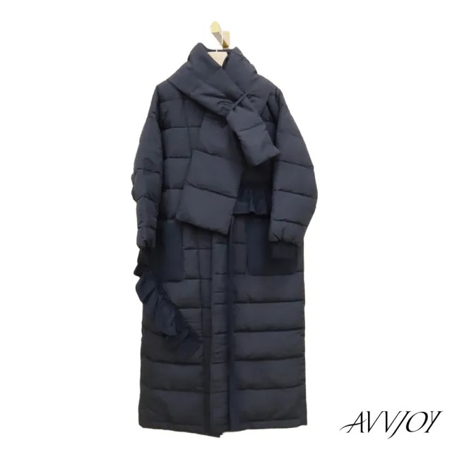 【AVVJOY 艾薇卓爾】木耳邊圍脖羽絨外套(長版 大衣 外套 羽絨 羽絨外套 長版外套 羽絨大衣 GC2325-1018)