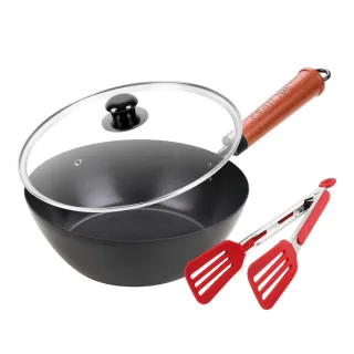 【Quasi】日式佐佐味碳鋼不沾深炒鍋30cm三件組