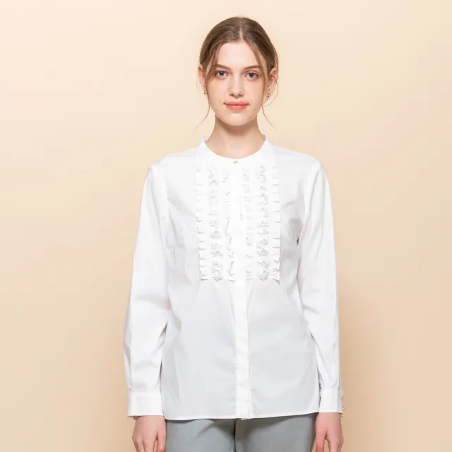 【perng yuh 芃諭名品】輕盈質蘊 荷葉飾 棉感襯衫(2025 SS Collection｜4A春夏新品上市)