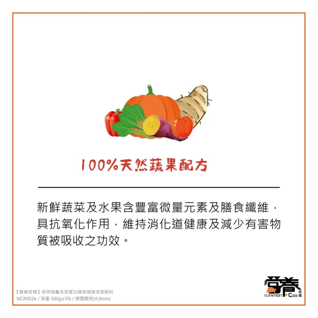 【Nutrition Code 營養密碼】雨林陸龜多元蛋白雜食健康成長飼料 500G(櫻桃紅腿 黃腿陸龜 紅腿陸龜)
