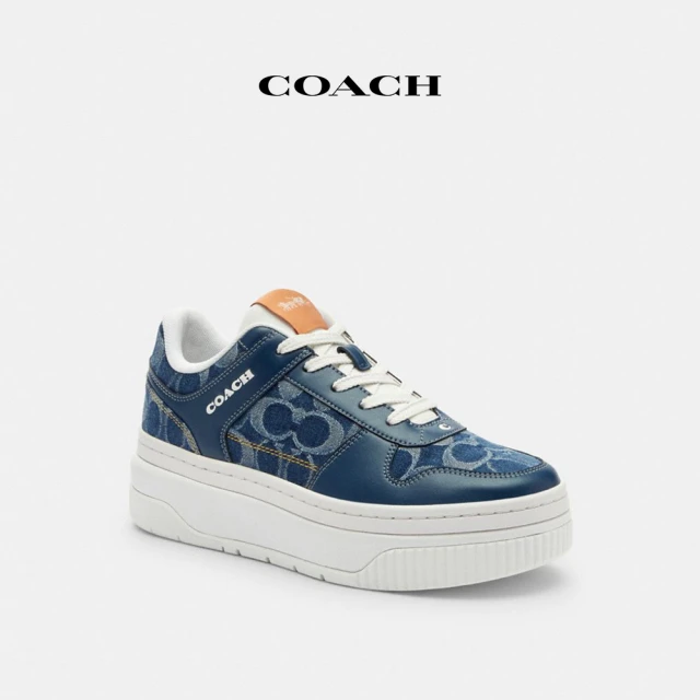 COACH 蔻馳官方直營 經典Logo丹寧布厚底運動鞋-丹寧 COACH 蔻馳官方直營 經典Logo丹寧布厚底運動鞋-丹寧色 經典標誌(CZ165)