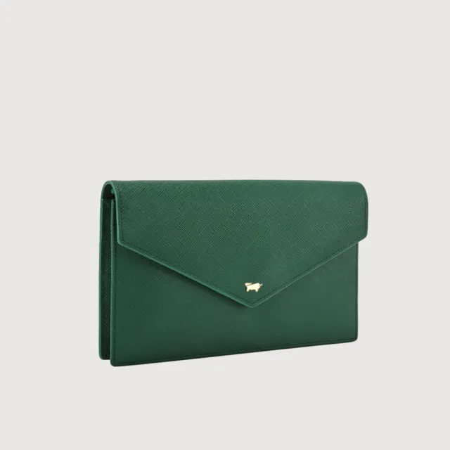 【BRAUN BUFFEL 德國小金牛】碧雅-TW 信封包-孔雀石綠(BF858-720-MC) 錢包送禮推薦