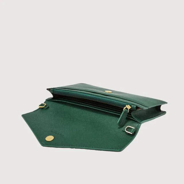 【BRAUN BUFFEL 德國小金牛】碧雅-TW 信封包-孔雀石綠(BF858-720-MC) 錢包送禮推薦