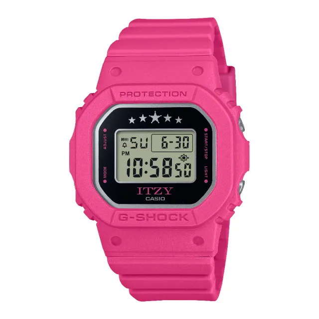 【CASIO 卡西歐】ITZY LIA配戴聯名熱門款時尚腕錶 桃紅 40.5mm(GMD-S5610IT-4A)