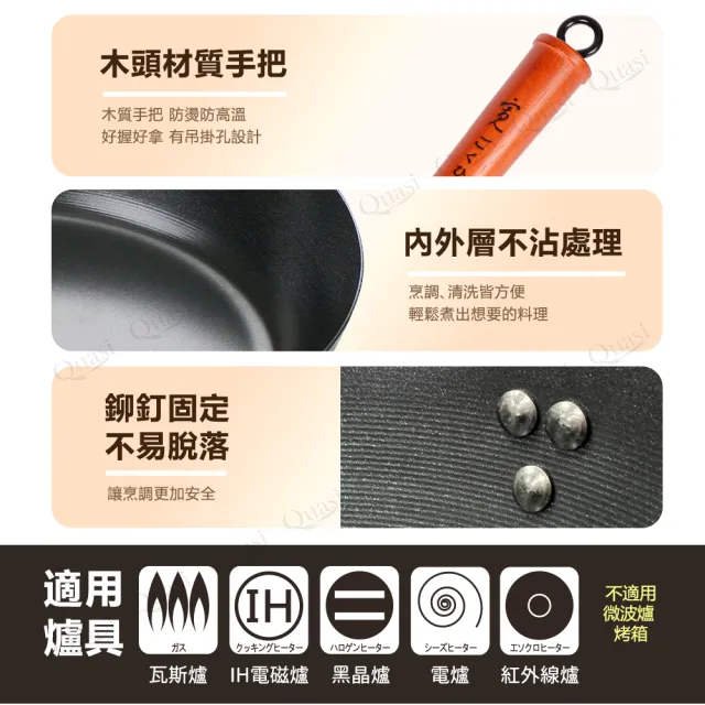 【Quasi】日式佐佐味碳鋼不沾平底鍋 26cm(適用電磁爐)