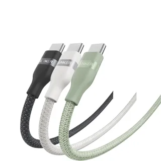 【ANKER】官方授權直營 A82E2 超軟充電線 Type-C 240W 1.8m(黑白綠/Type-C線/安卓/iPhone16/筆電/Switch)