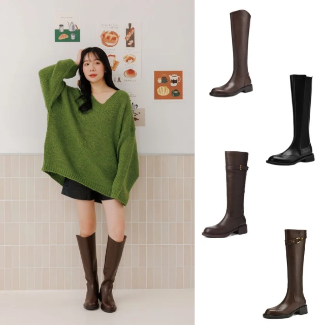 WYPEXWYPEX 現貨 時尚顯瘦真皮長靴女靴 厚底長靴 V口長靴 長筒靴(多款可選)