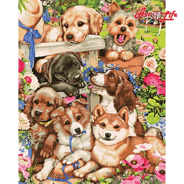 【ArtLife 藝術生活】DT046歡樂家族40*50CM(數字油畫 DIY DIY數字油畫 交換禮物 畫畫玩具)