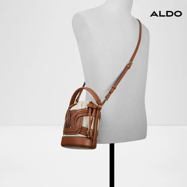 【ALDO】ANNABRIRIEL-經典帆布復古設計手提斜背水桶包-女包(棕褐色)