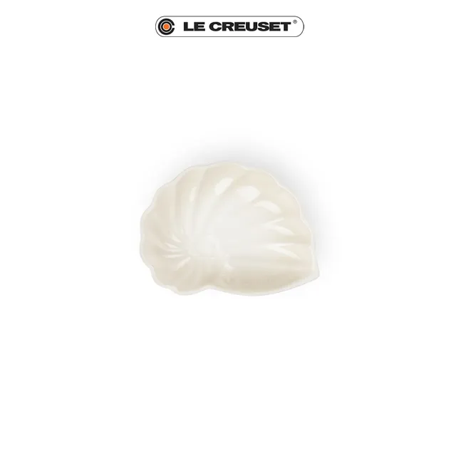 【Le Creuset】蕾絲花恬系列典藏琺瑯鑄鐵鍋圓鍋20cm-棉花白-銅頭-內鍋黑(贈 海螺貝殼盤-小)