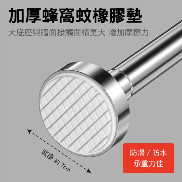 【新錸家居】第五代加長粗款免打孔多用途不鏽鋼伸縮桿90-160cm(萬用旋轉型吊衣曬衣桿/窗簾桿門簾桿浴簾桿) 