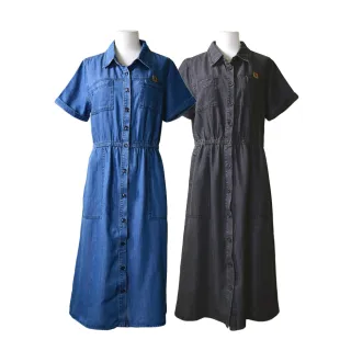 【betty’s 貝蒂思】腰鬆緊牛仔短袖長洋裝(共二色)