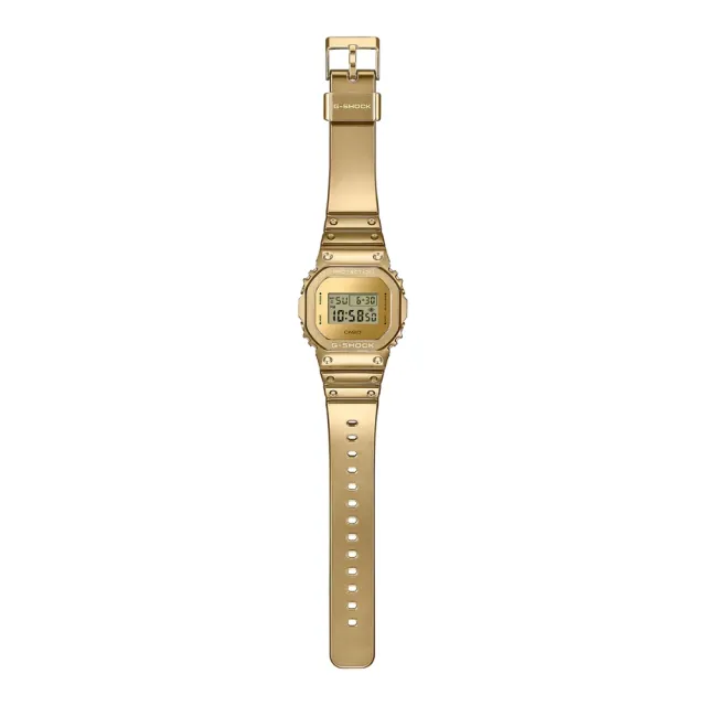 【CASIO 卡西歐】G-SHOCK 金屬光澤 金屬錶殼 經典方型 金 GM-5600YMG-9_43.2mm