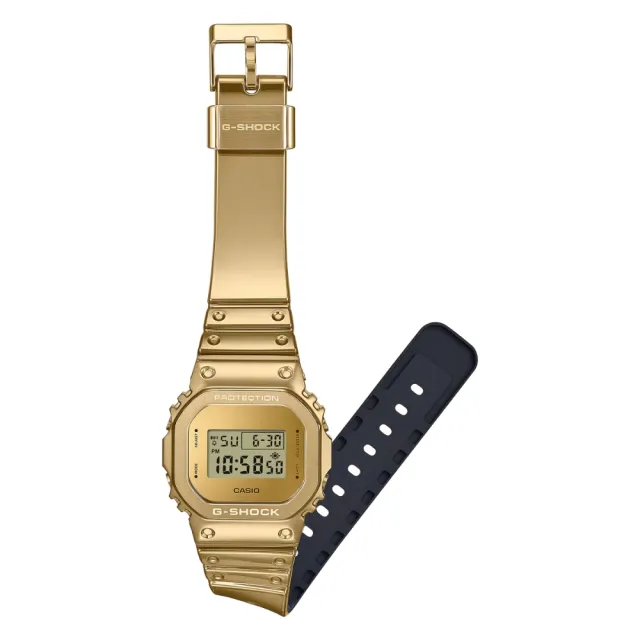 【CASIO 卡西歐】G-SHOCK 金屬光澤 金屬錶殼 經典方型 金 GM-5600YMG-9_43.2mm