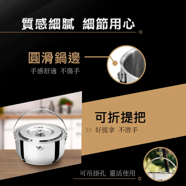 【Buffalo 牛頭牌】新小牛304不鏽鋼加厚底調理鍋22cm/3.8L(IH.電磁爐適用)