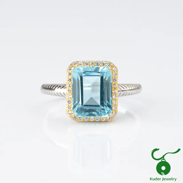 【K.D.J 圓融珠寶】托帕石 雙色台 S925銀活圍戒指