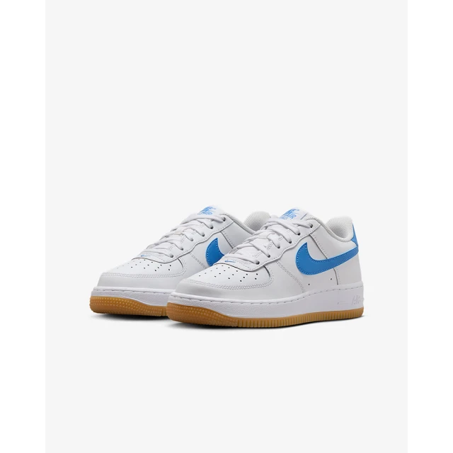 NIKE 耐吉 運動鞋 休閒鞋 女鞋 中大童 男鞋 AIR FORCE 1 GS 白 藍 膠底 皮革 透氣 AF1(FV5948115)