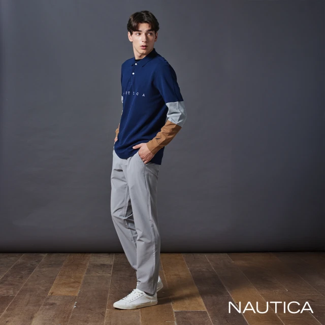 NAUTICA 官方旗艦 男裝 彈性輕便休閒長褲(灰色)