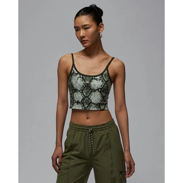 NIKE 耐吉 喬丹 背心上衣 速乾 訓練 女款 AS W J SPT AOP CROP TANK 綠色(HM6501222)