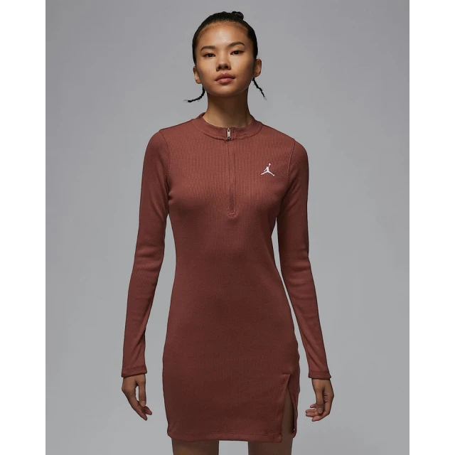 NIKE 耐吉 喬丹 緊身長裙 女款 AS W J LS KNIT DRESS 粽色(HF9478231)