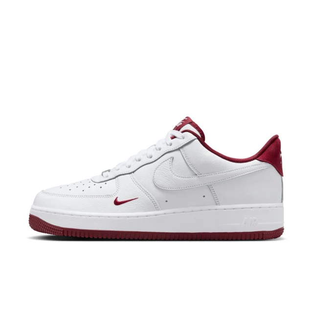 NIKE 耐吉 AIR FORCE 1 07 休閒鞋 男鞋 NIKE 耐吉 AIR FORCE 1 07 休閒鞋 男鞋 白 酒紅 皮革 刺繡小勾(HM9483-100)
