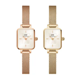 【Daniel Wellington】DW 手錶 Quadro Mini 15.4x18.2ｍｍ 方糖系列編織小方錶-香檳金錶盤(兩色任選)