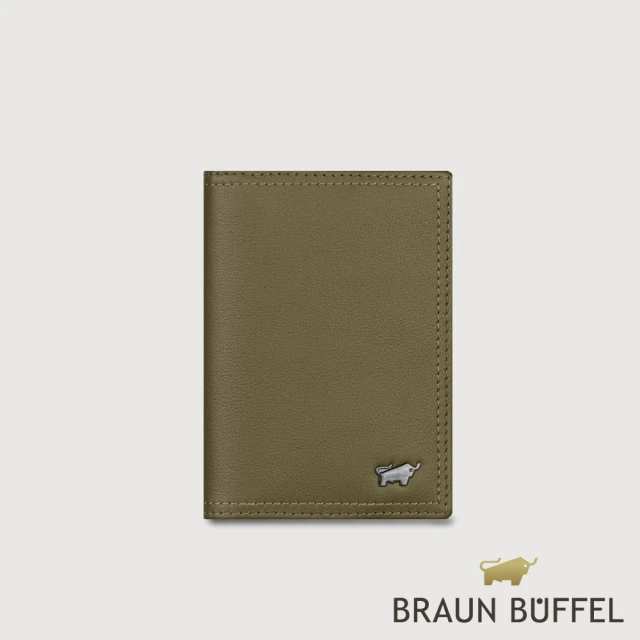 BRAUN BUFFEL 德國小金牛 台灣總代理 斯杜迪歐 名片夾-橄欖綠(BF566-140-MIO)