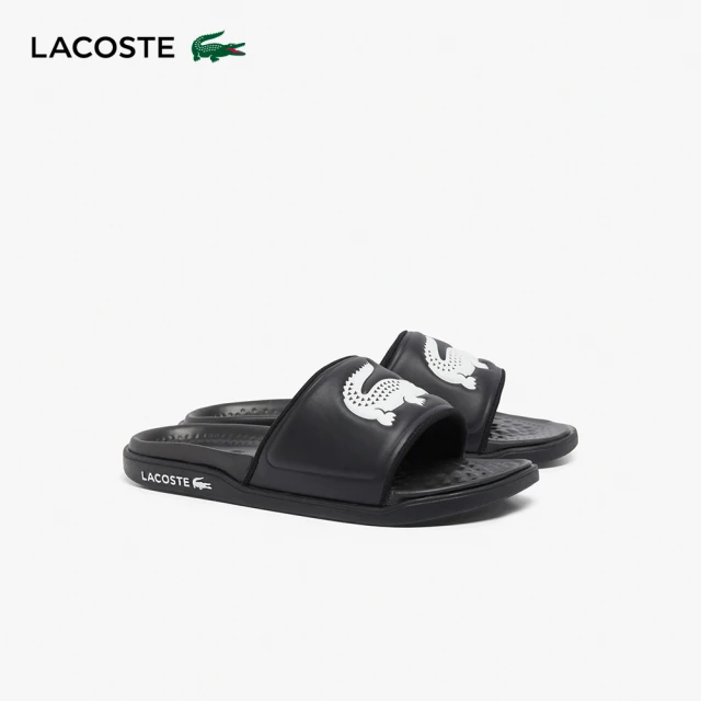 LACOSTE SERVE SLIDE 男鞋 鱷魚LOGO拖鞋 黑色 外出拖鞋 室內拖鞋 涼拖鞋(49CMA0038_312)