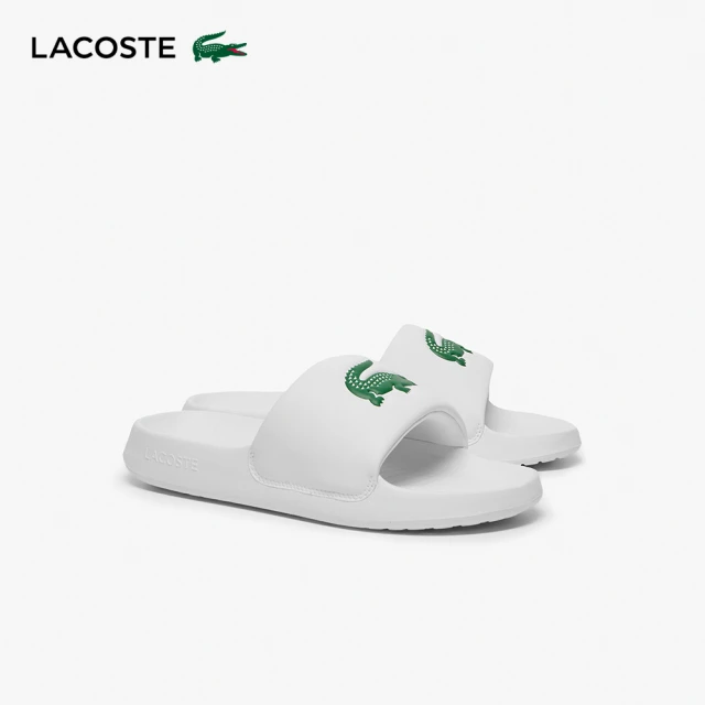 LACOSTE SERVE SLIDE 男鞋 鱷魚LOGO拖鞋 白色 外出拖鞋 室內拖鞋 涼拖鞋(49CMA0021_082)