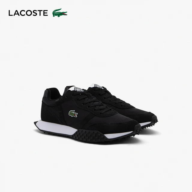 LACOSTE L-SPIN 男運動鞋 男鞋 刺繡logo 慢跑鞋 厚底 休閒鞋 黑色(49SMA0103_02H)