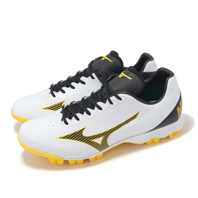 MIZUNO 美津濃MIZUNO 美津濃 棒壘球鞋 Wave Lightrevo 男鞋 寬楦 白黑黃 抓地 棒球 壘球 運動鞋 美津濃(11GP2520-45)