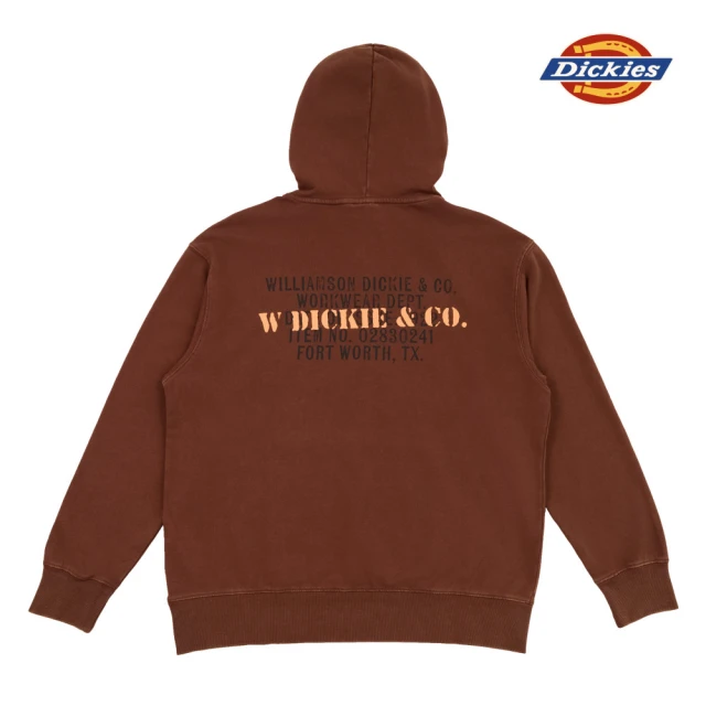 Dickies 男款卡布奇諾棕水洗背面文字印花設計休閒連帽大學T｜DK0A868JK47