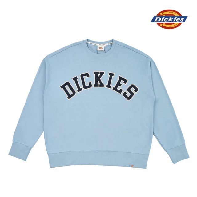 Dickies 男款淺灰藍胸前大尺寸Logo刺繡寬鬆大學T｜DK013103C99