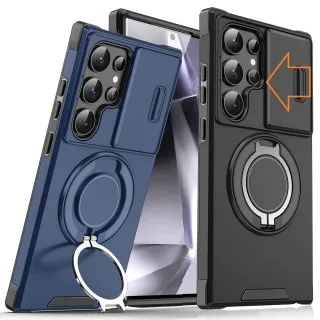 【ACE_CASE】Samsung Galaxy S25 Ultra 領客推窗護鏡頭360度旋轉指環支架手機殼 保護殼 保護套