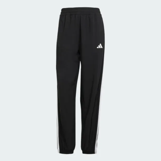 【adidas 愛迪達】長褲 女 運動褲 慢跑 吸排 WE 3S WOVEN PT 黑白 JI8313