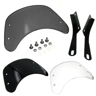 【Supamoto】通用擋風鏡—D燻黑(透明/復古/風鏡/整流罩/檔車/速可達/大燈/街車/CB350/機車改裝)