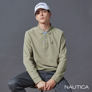 【NAUTICA】官方旗艦 男裝 多層次假兩件長袖POLO衫(綠色)