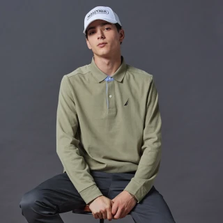 【NAUTICA】官方旗艦 男裝 多層次假兩件長袖POLO衫(綠色)