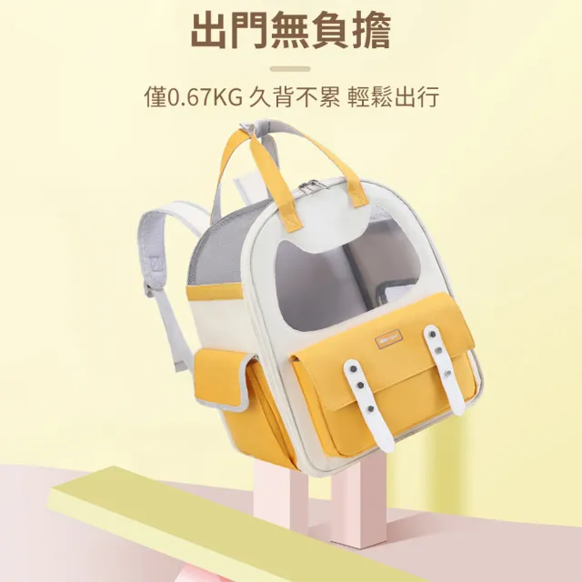 【媽媽咪呀】透明視窗寵物雙肩後背包 寵物外出包 寵物手提包(透氣寵物背包 寵物包)