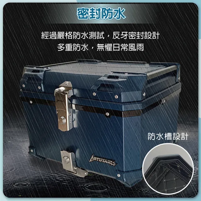 【Astutain】阿斯圖坦 45L 快拆塑合金烤漆車尾箱 機車後箱 機車後備箱 機車置物箱 行李箱(雙鎖快拆/黑)