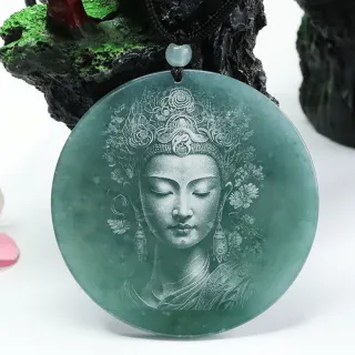 【LEEHER】玉石/護身符/辟邪項鏈/項鍊/項鍊女/觀音玉佩/翡翠觀音/保平安/開運項鏈/觀音吊墜/禮物/送女生/