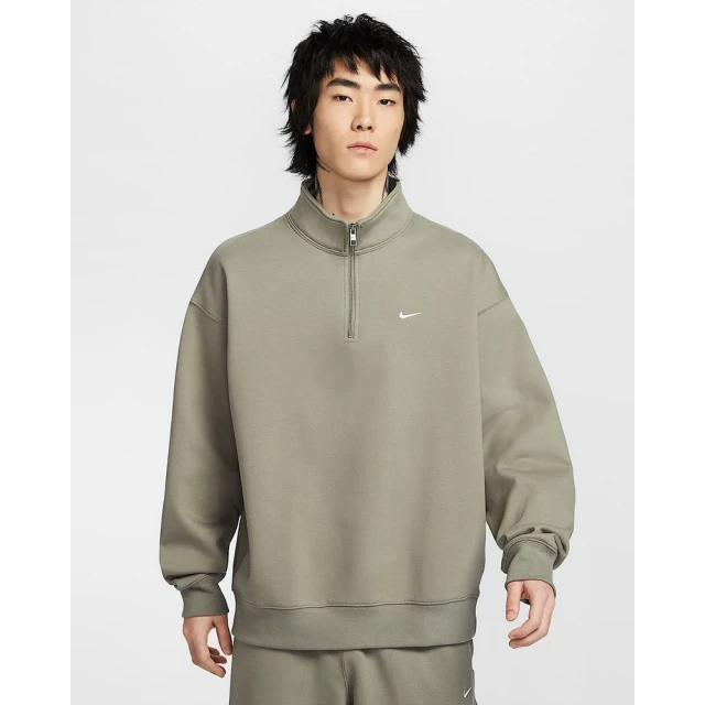 NIKE 耐吉 長袖上衣 拉鍊開襟上衣 大學T 男款 M NK SOLO SWSH HW BB QZ TOP 綠色(DQ5209320)